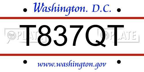 T837QT District Of Columbia License Plate