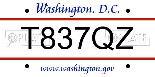 T837QZ District Of Columbia License Plate