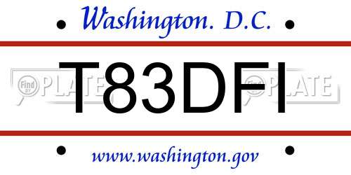 T83DFI District Of Columbia License Plate