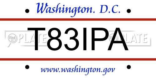 T83IPA District Of Columbia License Plate