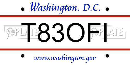 T83OFI District Of Columbia License Plate