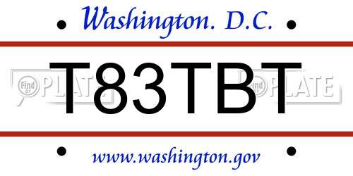 T83TBT District Of Columbia License Plate