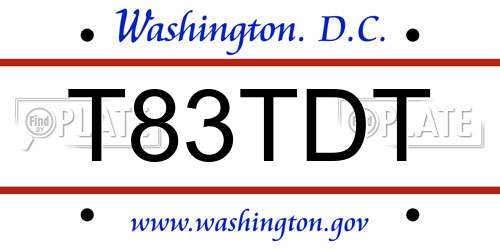 T83TDT District Of Columbia License Plate