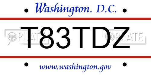 T83TDZ District Of Columbia License Plate