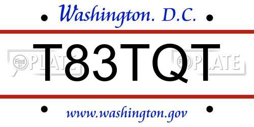 T83TQT District Of Columbia License Plate
