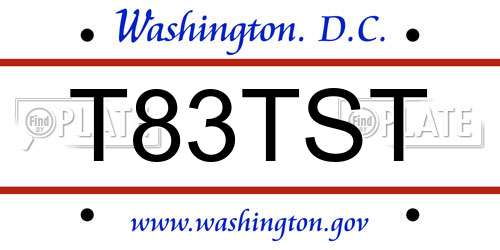 T83TST District Of Columbia License Plate