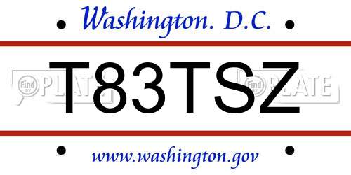 T83TSZ District Of Columbia License Plate