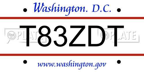 T83ZDT District Of Columbia License Plate