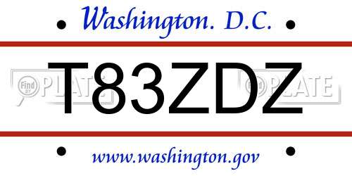 T83ZDZ District Of Columbia License Plate
