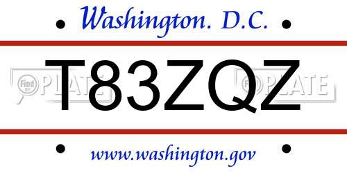 T83ZQZ District Of Columbia License Plate