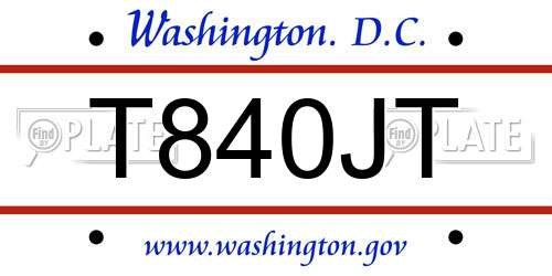T840JT District Of Columbia License Plate