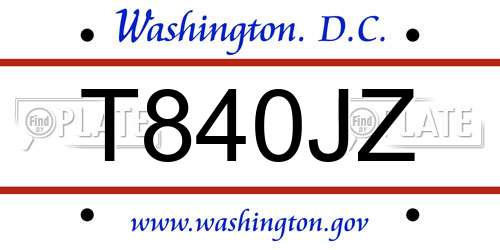 T840JZ District Of Columbia License Plate