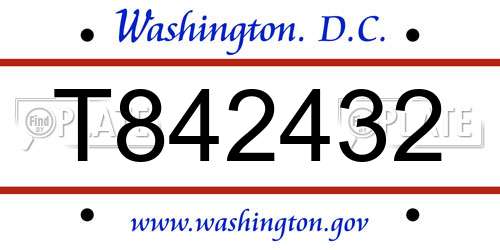 T842432 District Of Columbia License Plate