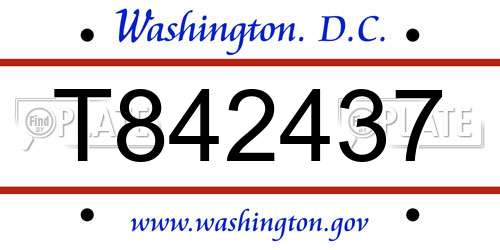 T842437 District Of Columbia License Plate