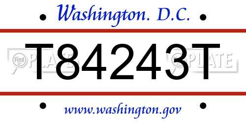 T84243T District Of Columbia License Plate