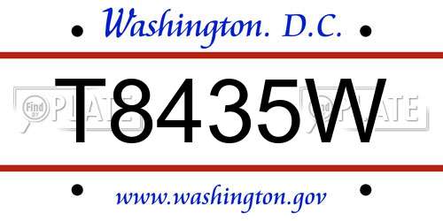 T8435W District Of Columbia License Plate