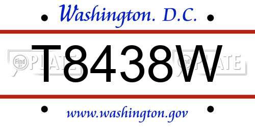 T8438W District Of Columbia License Plate