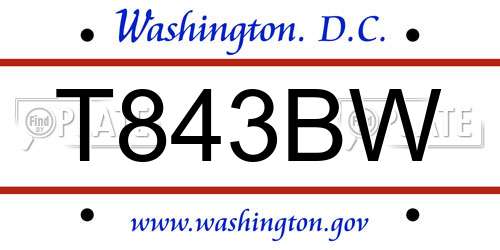T843BW District Of Columbia License Plate