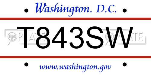 T843SW District Of Columbia License Plate