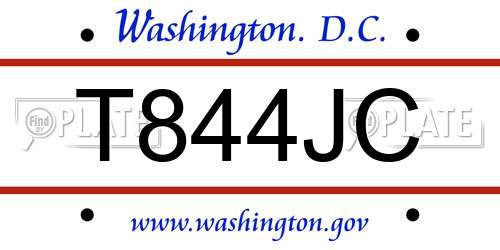 T844JC District Of Columbia License Plate
