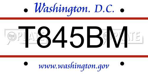 T845BM District Of Columbia License Plate