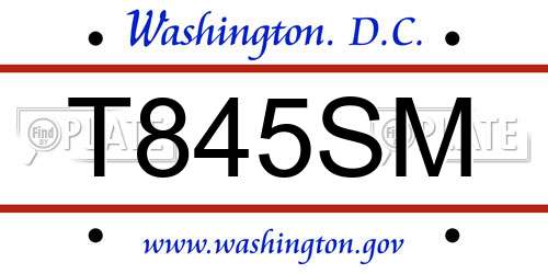 T845SM District Of Columbia License Plate