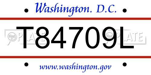 T84709L District Of Columbia License Plate