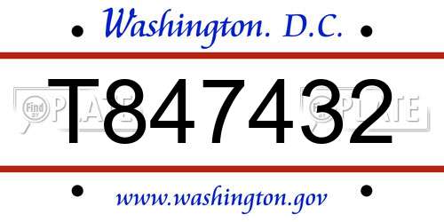 T847432 District Of Columbia License Plate
