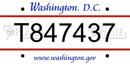 T847437 District Of Columbia License Plate