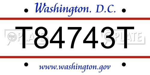 T84743T District Of Columbia License Plate