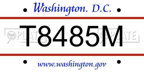 T8485M District Of Columbia License Plate