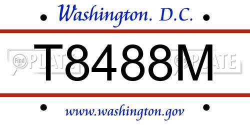T8488M District Of Columbia License Plate