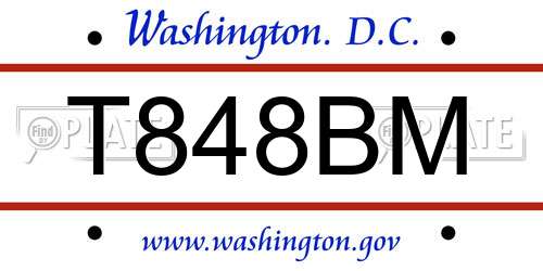 T848BM District Of Columbia License Plate