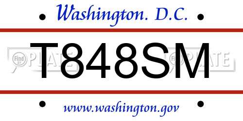 T848SM District Of Columbia License Plate