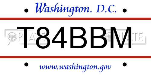 T84BBM District Of Columbia License Plate