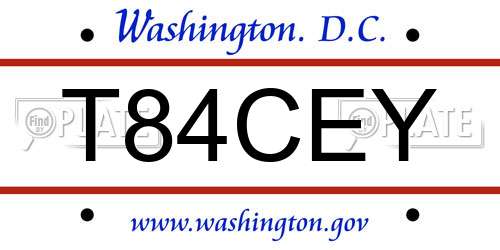 T84CEY District Of Columbia License Plate