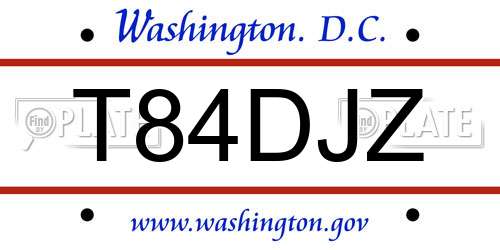 T84DJZ District Of Columbia License Plate