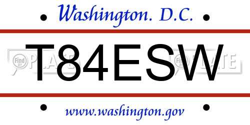 T84ESW District Of Columbia License Plate