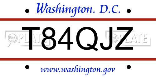 T84QJZ District Of Columbia License Plate