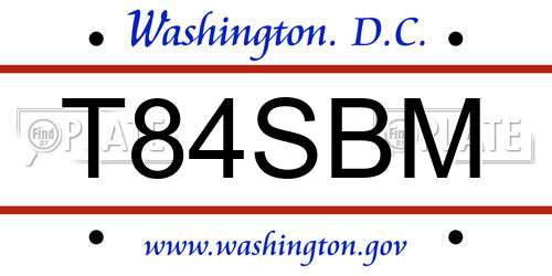 T84SBM District Of Columbia License Plate