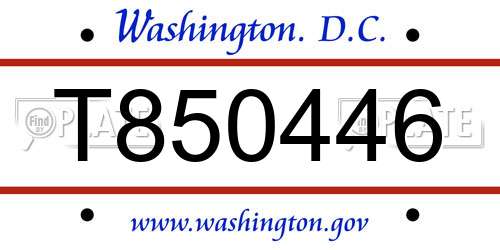 T850446 District Of Columbia License Plate