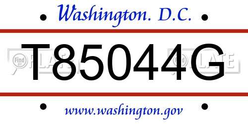 T85044G District Of Columbia License Plate