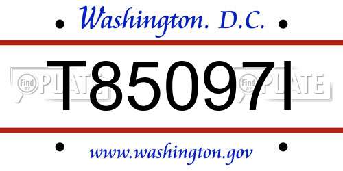 T85097I District Of Columbia License Plate