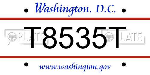 T8535T District Of Columbia License Plate