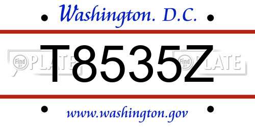 T8535Z District Of Columbia License Plate