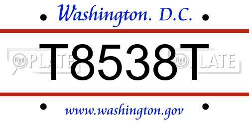 T8538T District Of Columbia License Plate