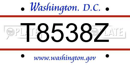 T8538Z District Of Columbia License Plate