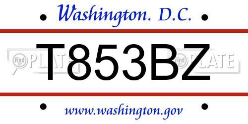 T853BZ District Of Columbia License Plate
