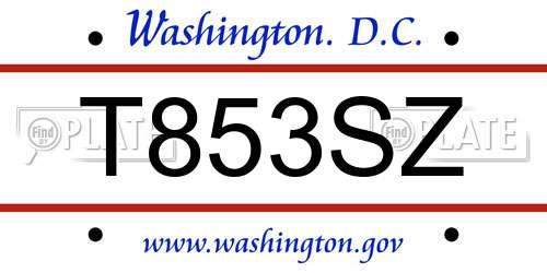 T853SZ District Of Columbia License Plate