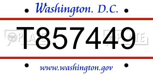 T857449 District Of Columbia License Plate
